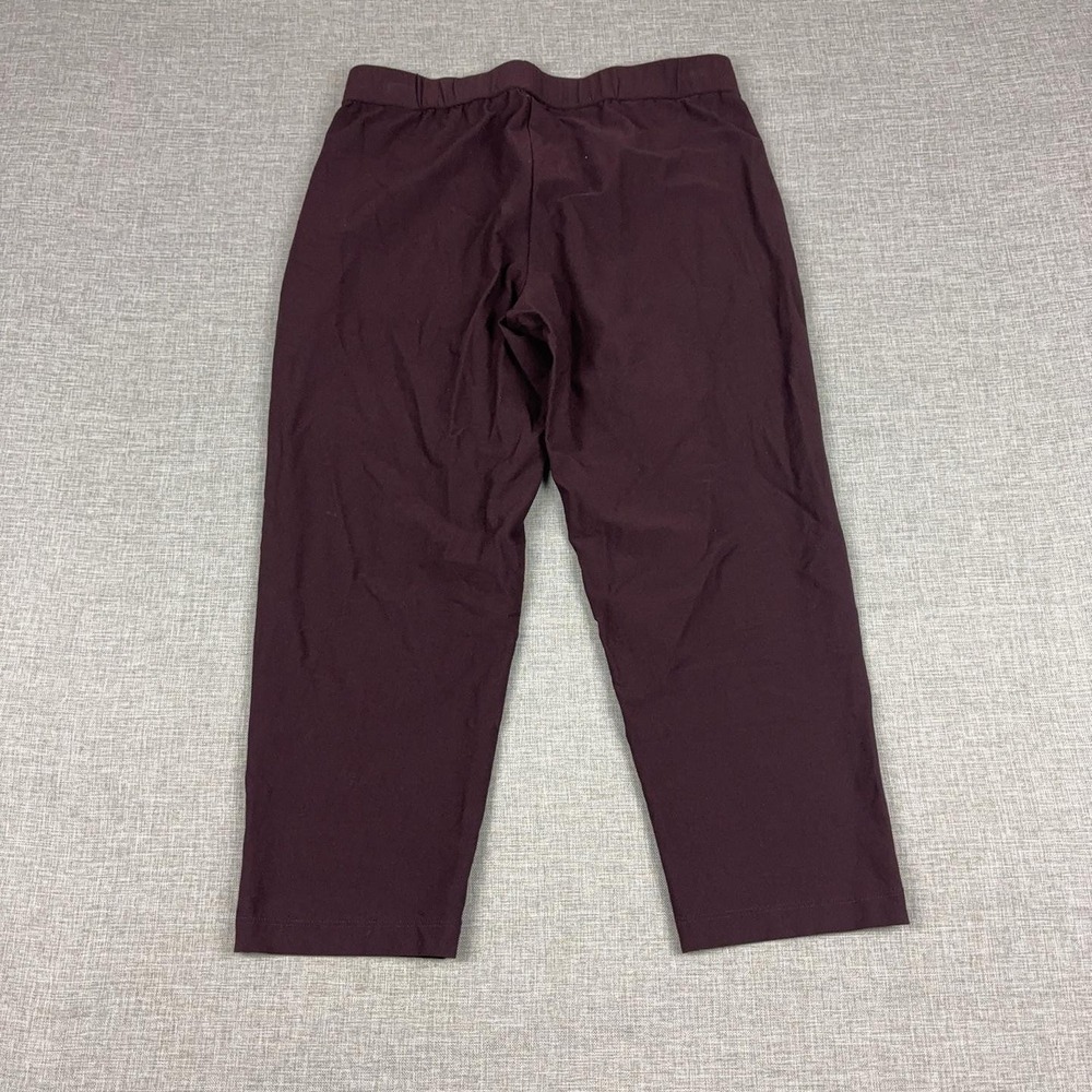 Eileen Fisher Pants Womens Petite Small Burgundy Tapered Stretch Crepe Cropped - Picture 3 of 10
